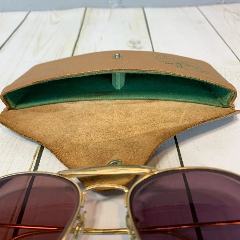 Vintage Ray-Ban 60's 70's  B&L 12K GF Shooter Aviator Wrap Around Sunglasses USA